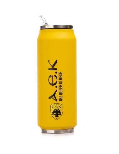 Estia Travel Cup ΑΕΚ BC Ποτήρι Θερμός με Καλαμάκι 500ml