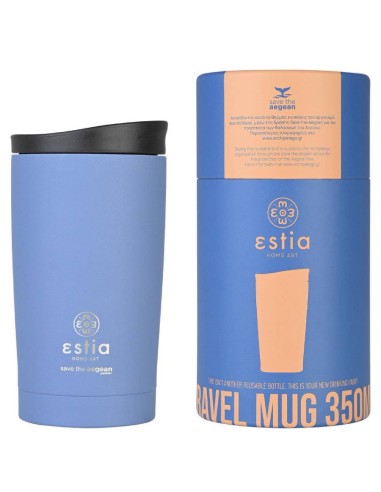 Estia Travel Mug Save The Aegean Ποτήρι Θερμός Denim Blue 350ml